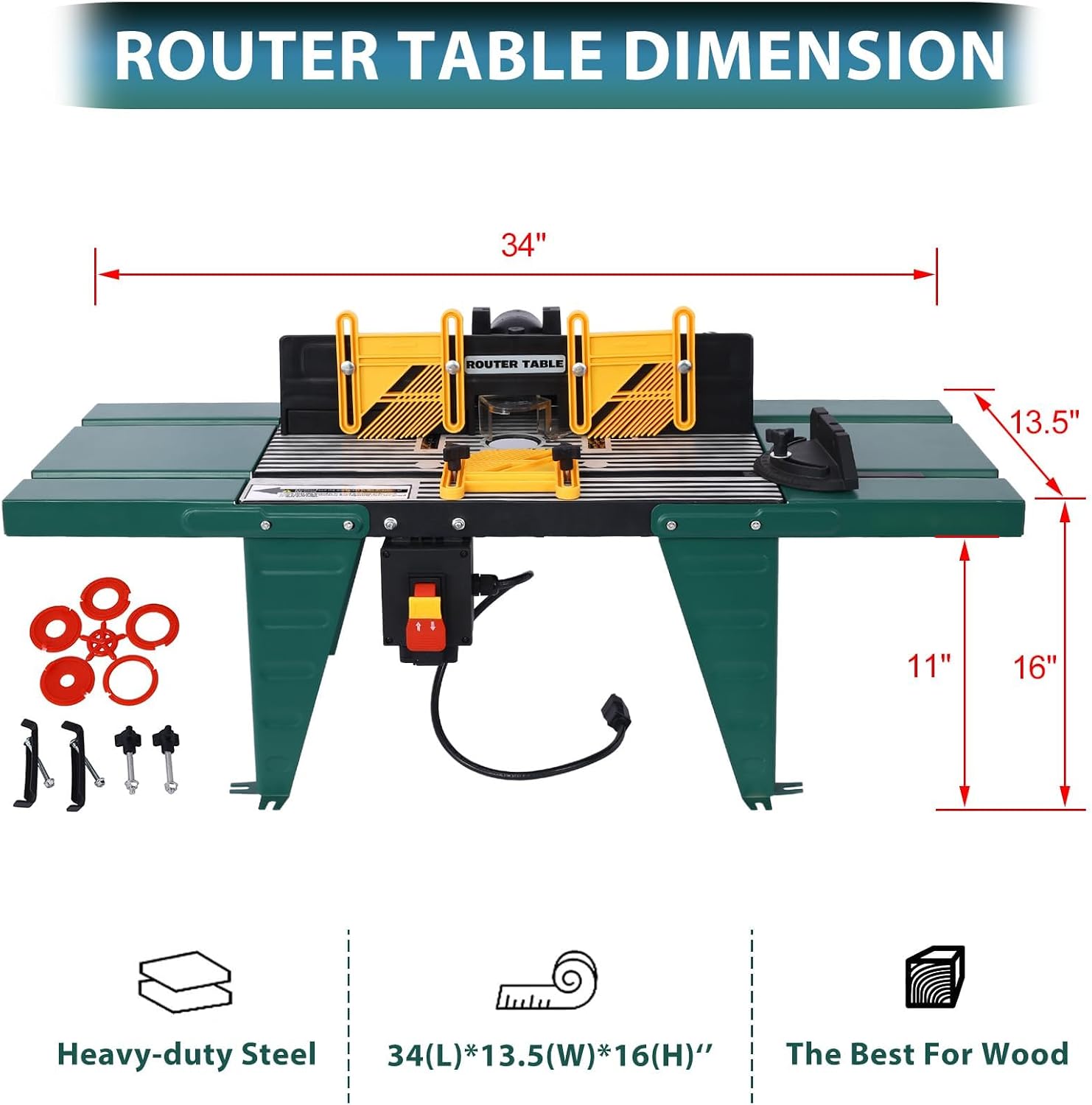 Universal Benchtop Router Table with Adjustable Fence, Steel Stand & Precision Routing for Woodworking – Craftsman Electric Router Table Tool (Black)