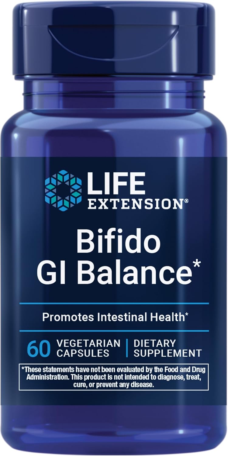 Life Extension Bifido GI Balance, probiotics, Bifidobacterium longum BB536® (2 Billion CFU), Support Healthy Gut & Digestive Health, Gluten-Free, Non-GMO, Vegetarian, 60 Capsules | Bifidobacterium Longum BB536 Provides 2 Billion CFU to Support Gut & Dige…