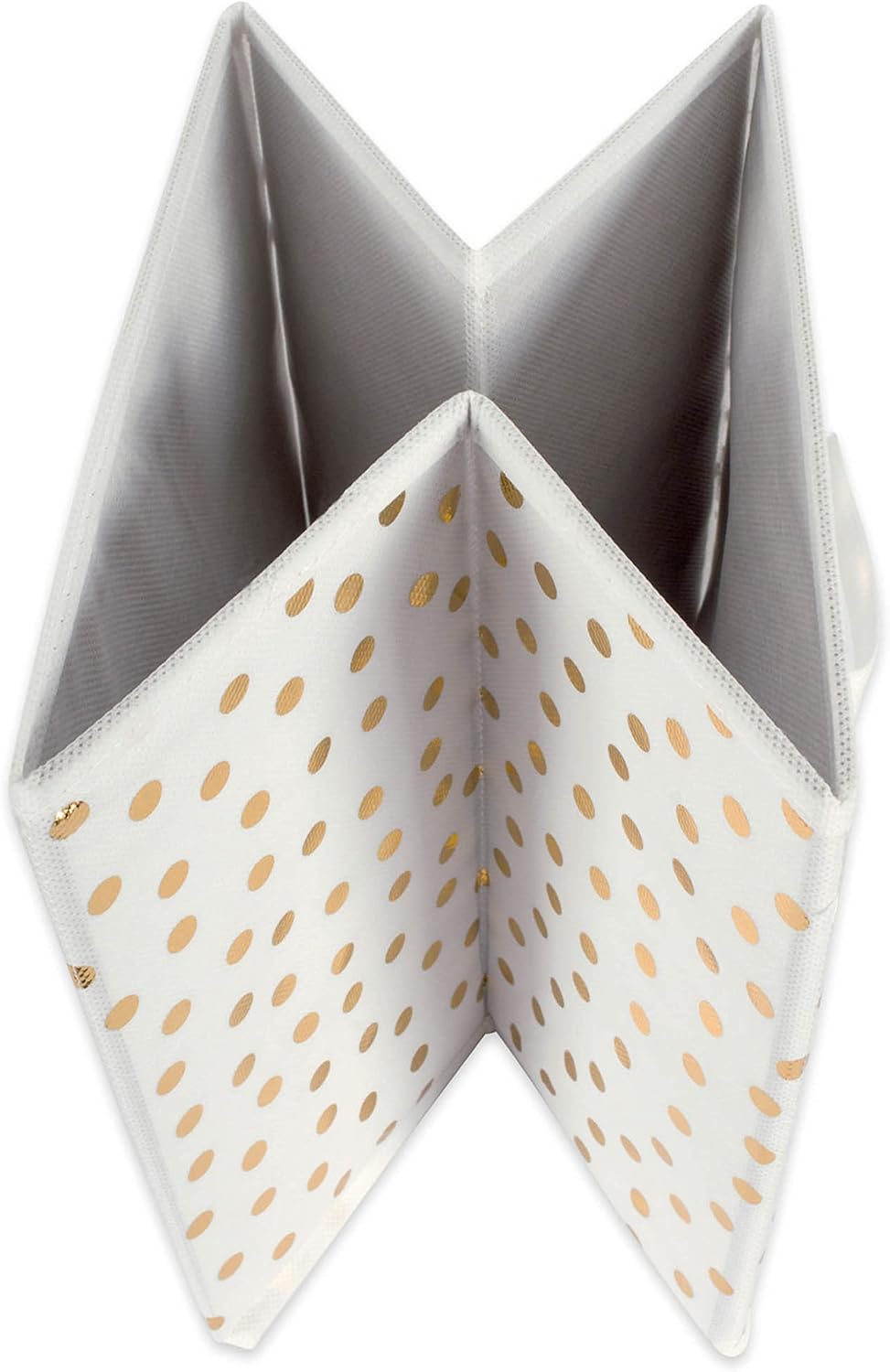 DII Woven Polyester Storage Bin, Polka Dot, White & Gold, Large Set of 2