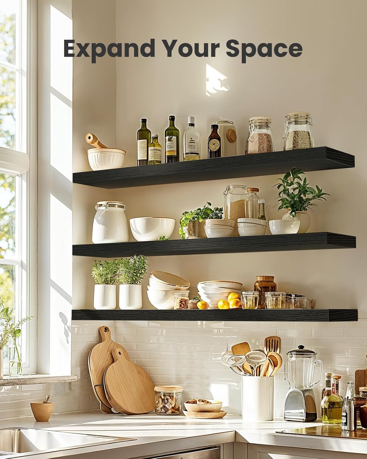 AMADA HOMEFURNISHING Floating Shelves, Wall Shelves for Bathroom/Living Room/Bedroom/Kitchen Decor