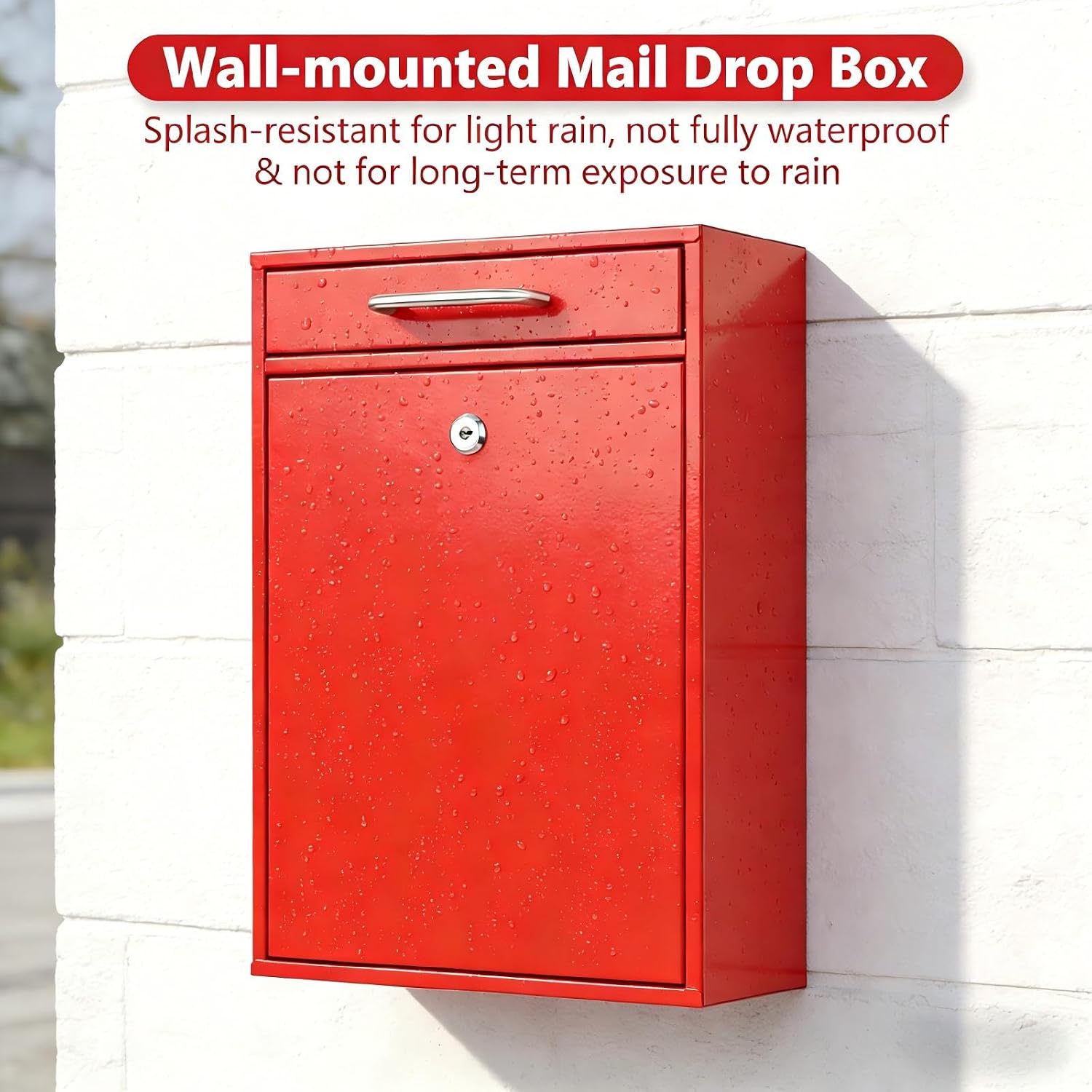 KYODOLED Steel Key Lock Mail Boxes Outdoor, Locking Wall Mount Mailbox, Security Lock Drop Box, Collection Boxes for Home, Office or Commercial,16.2H x 11.2L x 4.6W Inches, Black X Large