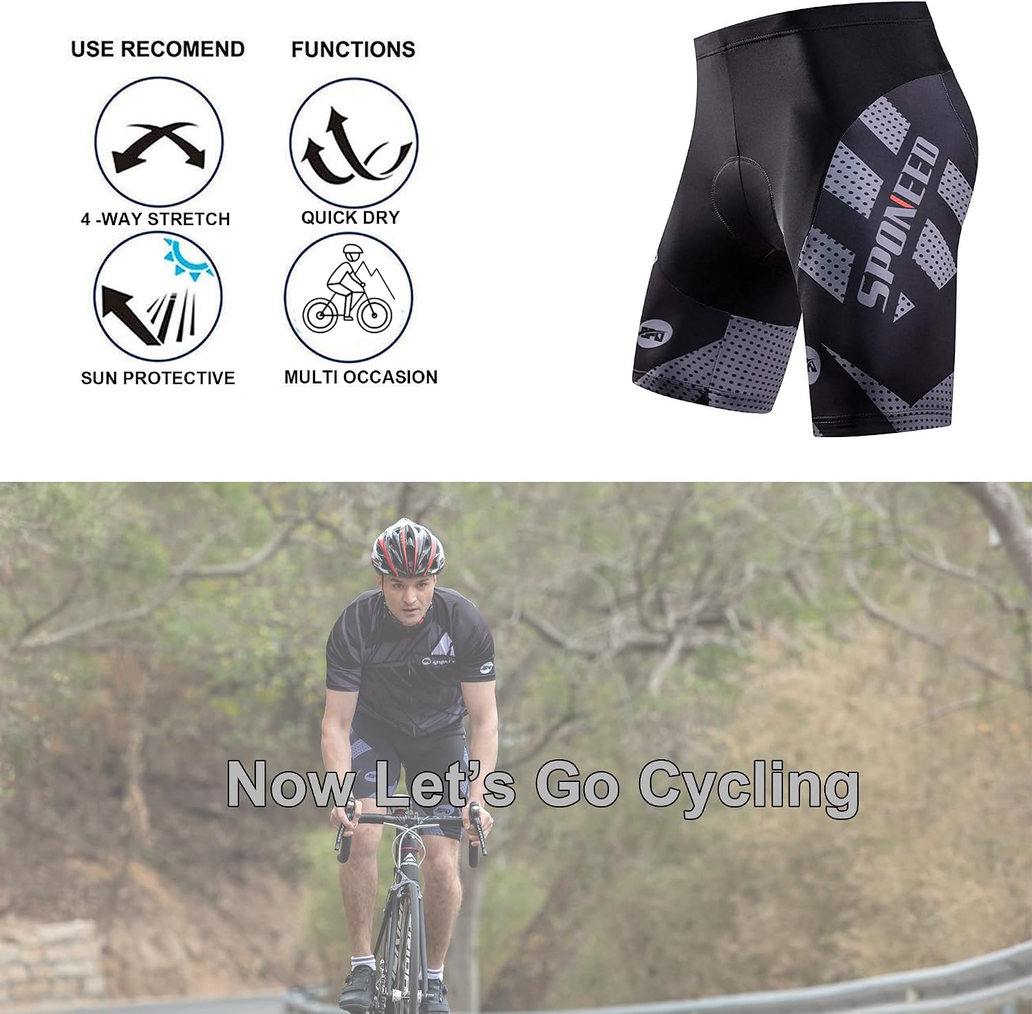 sponeed Cycling Jersey Short Sleeve Suits Men Bike Clothing Road Bicycle Shorts Padded Outfits