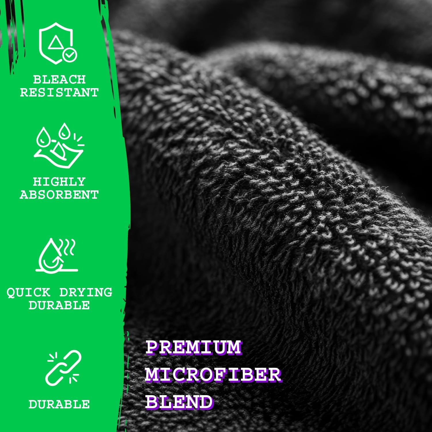 GREEN LIFESTYLE Black Bleach Proof Towels Bulk Sets 100% Cotton 16' X 25' Premium Spa Quality, Super Soft and Absorbent for Gym, Pool, Spa