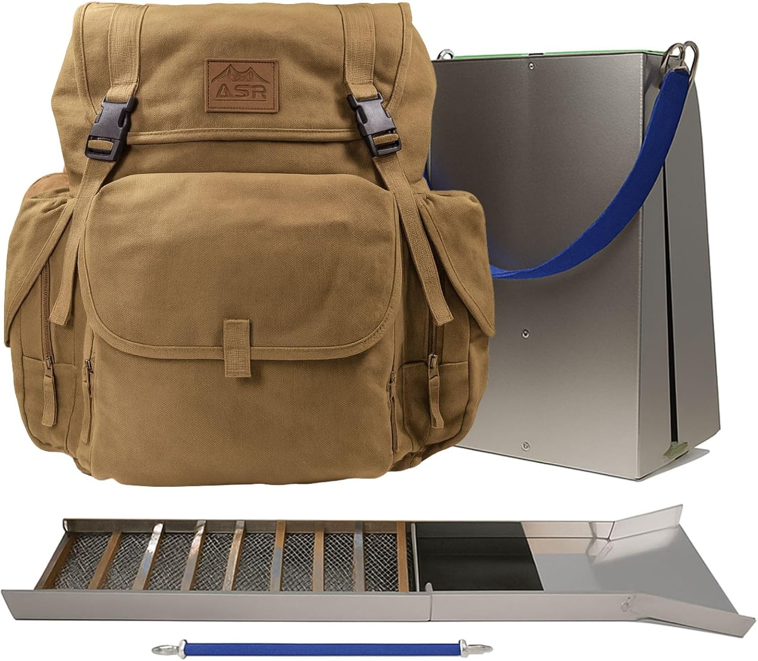 ASR Outdoor 50" Aluminum Folding Sluice Box for Gold Prospecting Backpack Set, Black