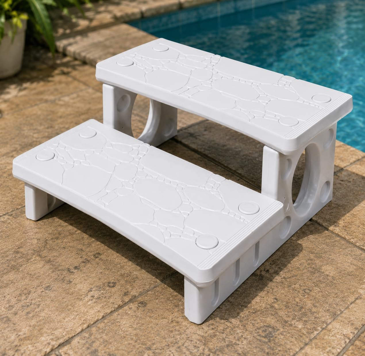 XtremepowerUS Premium Multi Purpose 2-Step Spa Hot Tub RV Campers Deck Steps Deck, Spa, Hot Tub, Bathtub, Swimming Pool Sided Step Non-Slip Steps for Outdoor/Indoor (Gray)