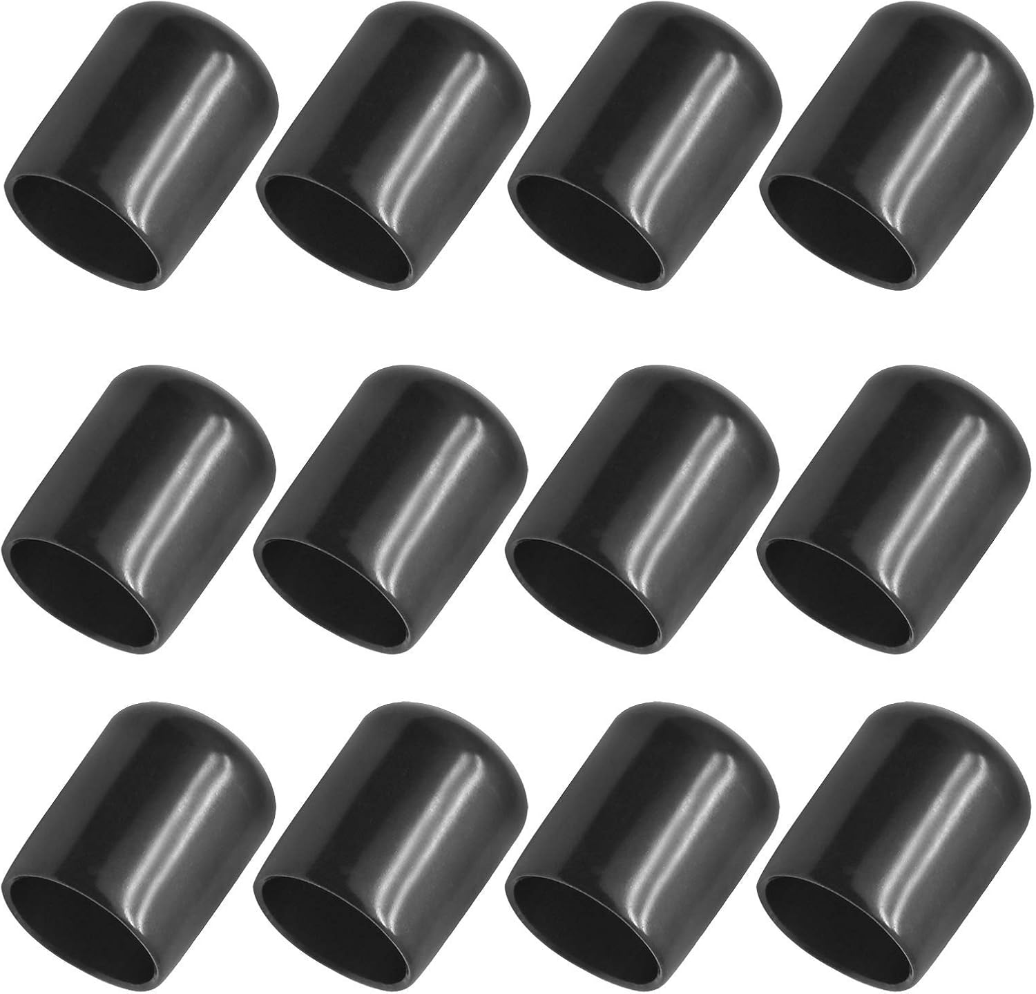Bonsicoky 12Pcs Round Rubber End Caps 5/8" (16mm) ID, Black