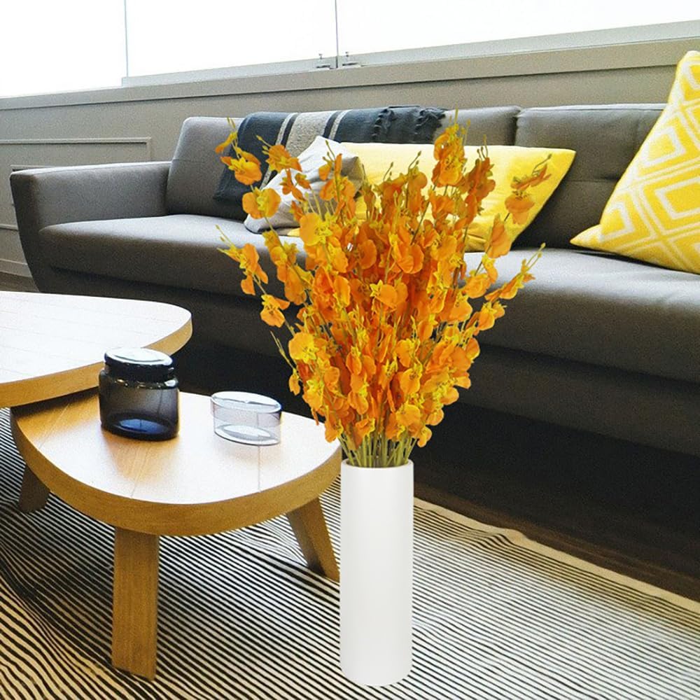 Yellow Artificial Flowers Orchids Silk Fake Flowers in Bulk, 12 Pcs (Each 38.5”), for Wedding Festive Party Home Office Decoration, No Include Vase