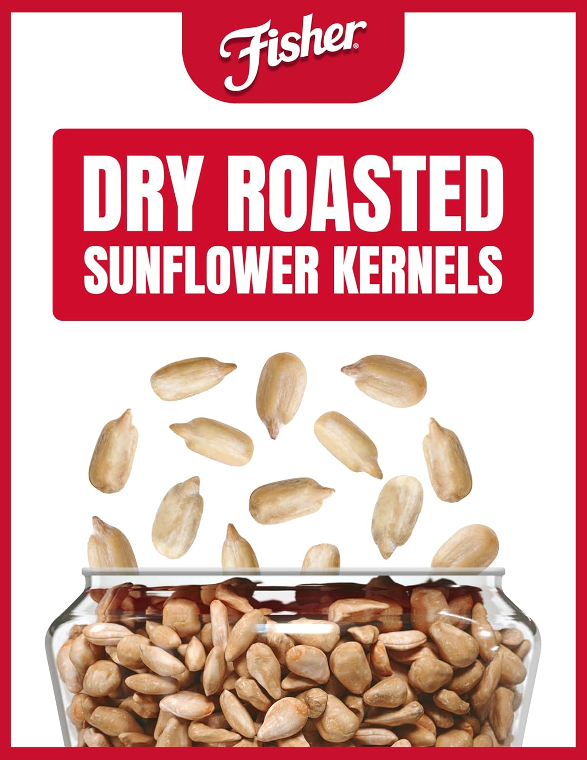 Fisher Dry Roasted Sunflower Seeds Kernels with Sea Salt, 7.25 oz, Sunflower Seeds to Eat, Gluten-Free, No Sugar Added, Crunchy Snacks for Adults, Perfect for Salads, Yogurt, & On-the-Go Snacking