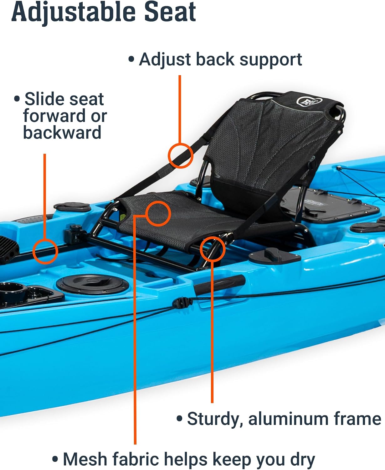 BKC Brooklyn 12.5 Pro Pedal Fishing Kayak, Propeller Drive | Hands-free propeller drive, rudder steering, 550 lb capacity, dry storage, rod holders, 12.5 ft sit-on-top hull
