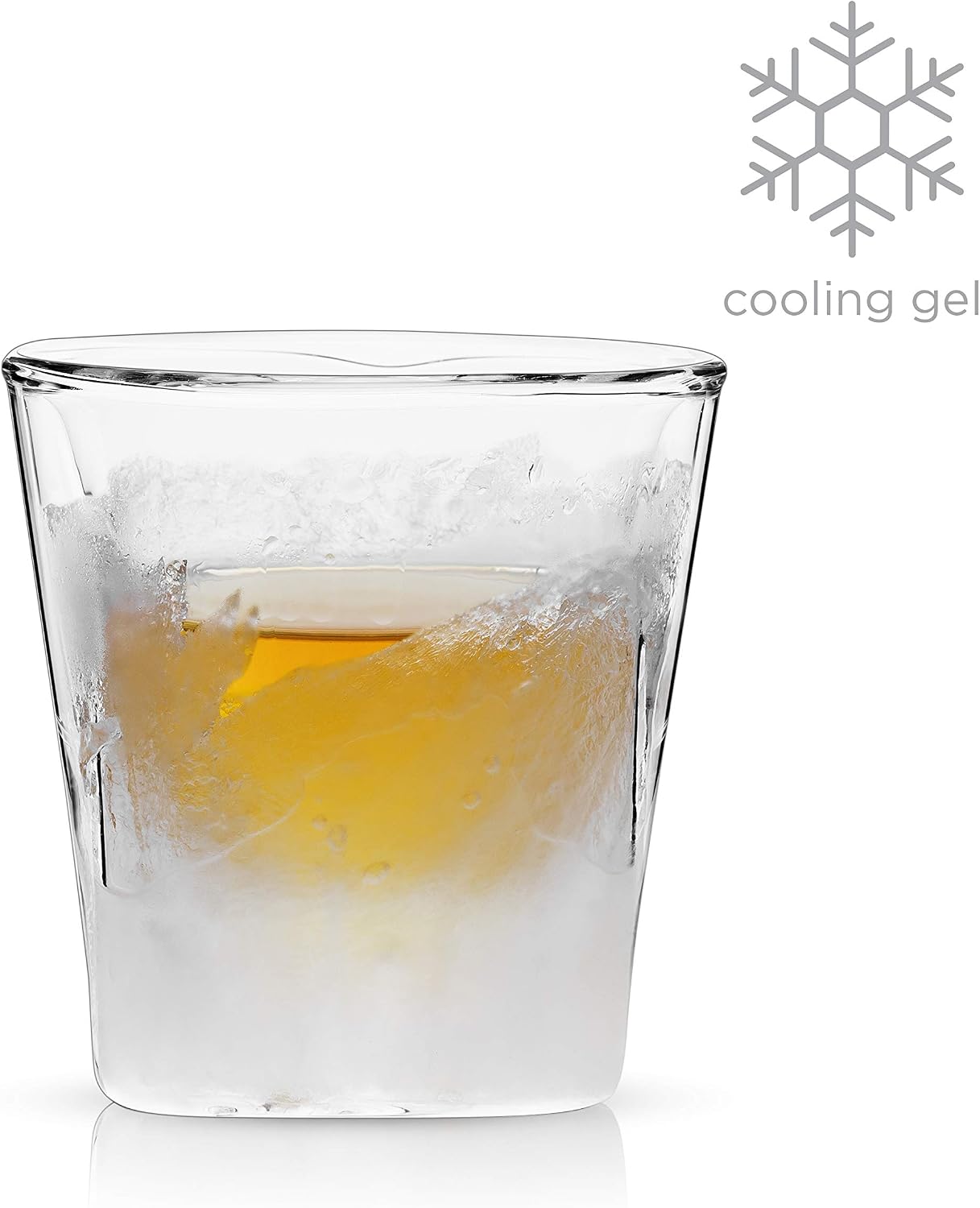 Viski Glacier Whiskey Glass, Double Walled Chilling Whiskey Glass, Active Cooling Gel, 6 Ounces, Clear Glass, Chilling Technology, Set of 1