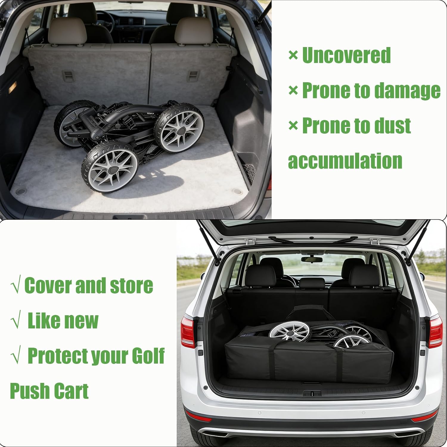Golf Push Cart Bag, Heavy-Duty Push Carts Carrying Storage Bag