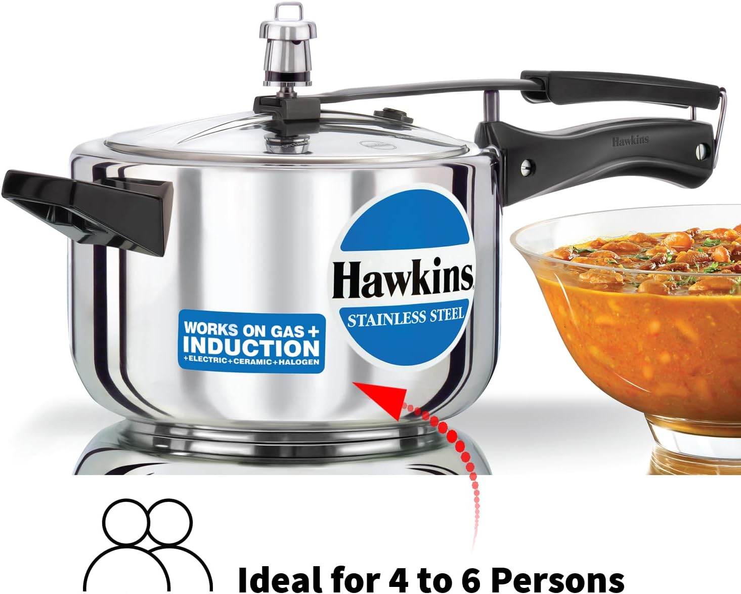 Hawkins Stainless Steel 5.0 Litre Pressure Cooker