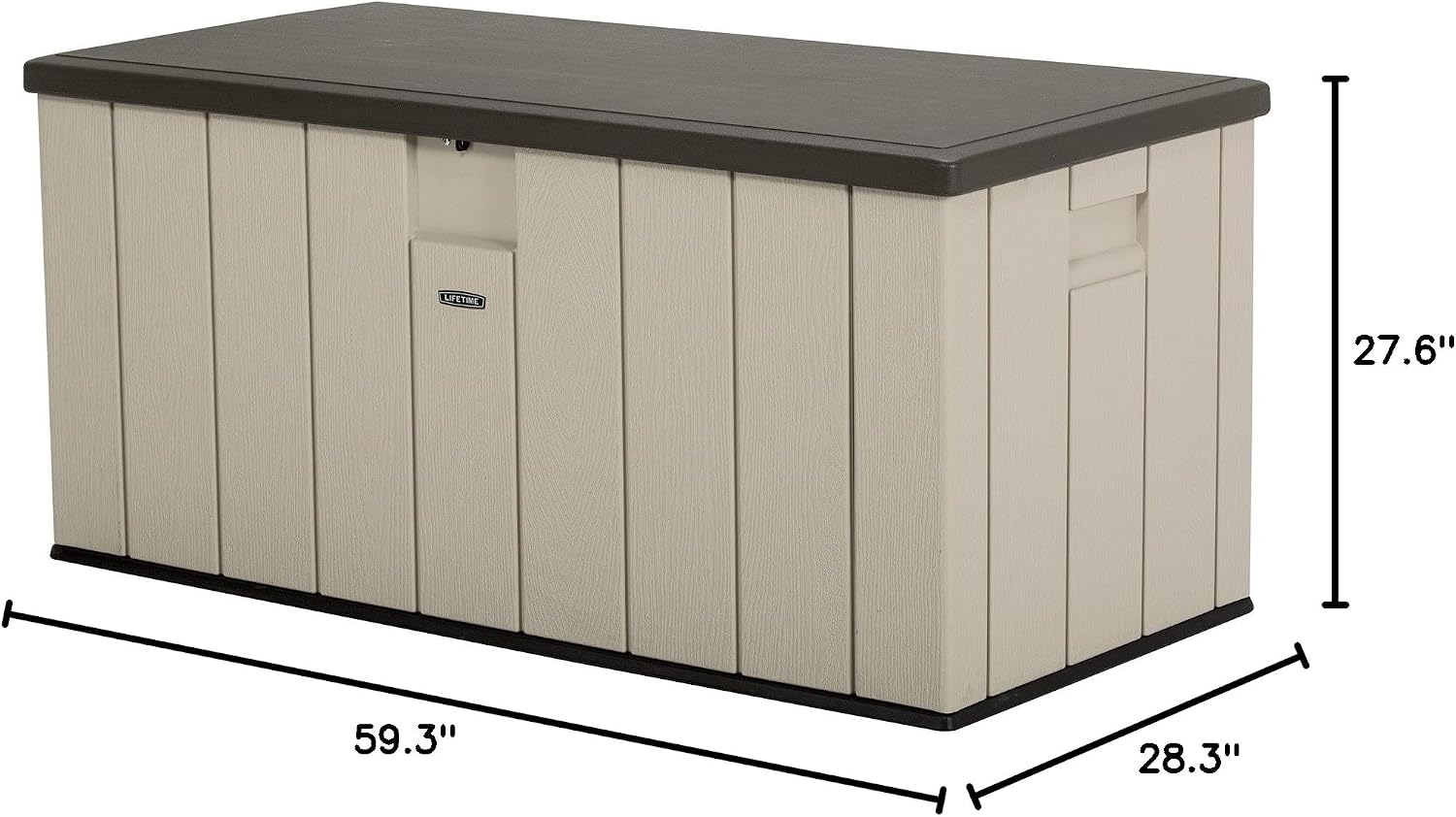 LIFETIME 60254 Heavy-Duty Outdoor Storage Deck Box, 150 Gallon, Desert Sand/Brown & Master Lock 140DLH Padlock, 1 Pack, Bronze/Silver