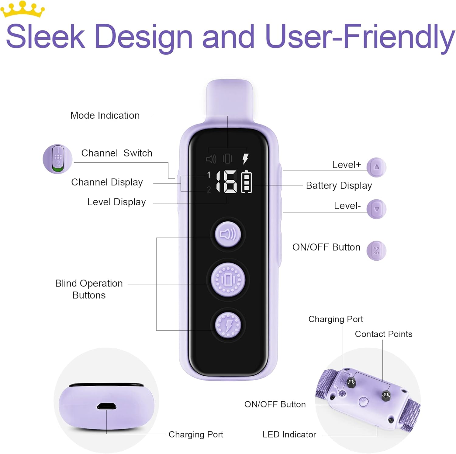 Bousnic Dog Shock Collar for 2 Dogs - (8-120lbs) Waterproof Rechargeable Electric Dog Training Collar with Remote for Small Medium Large Dogs with