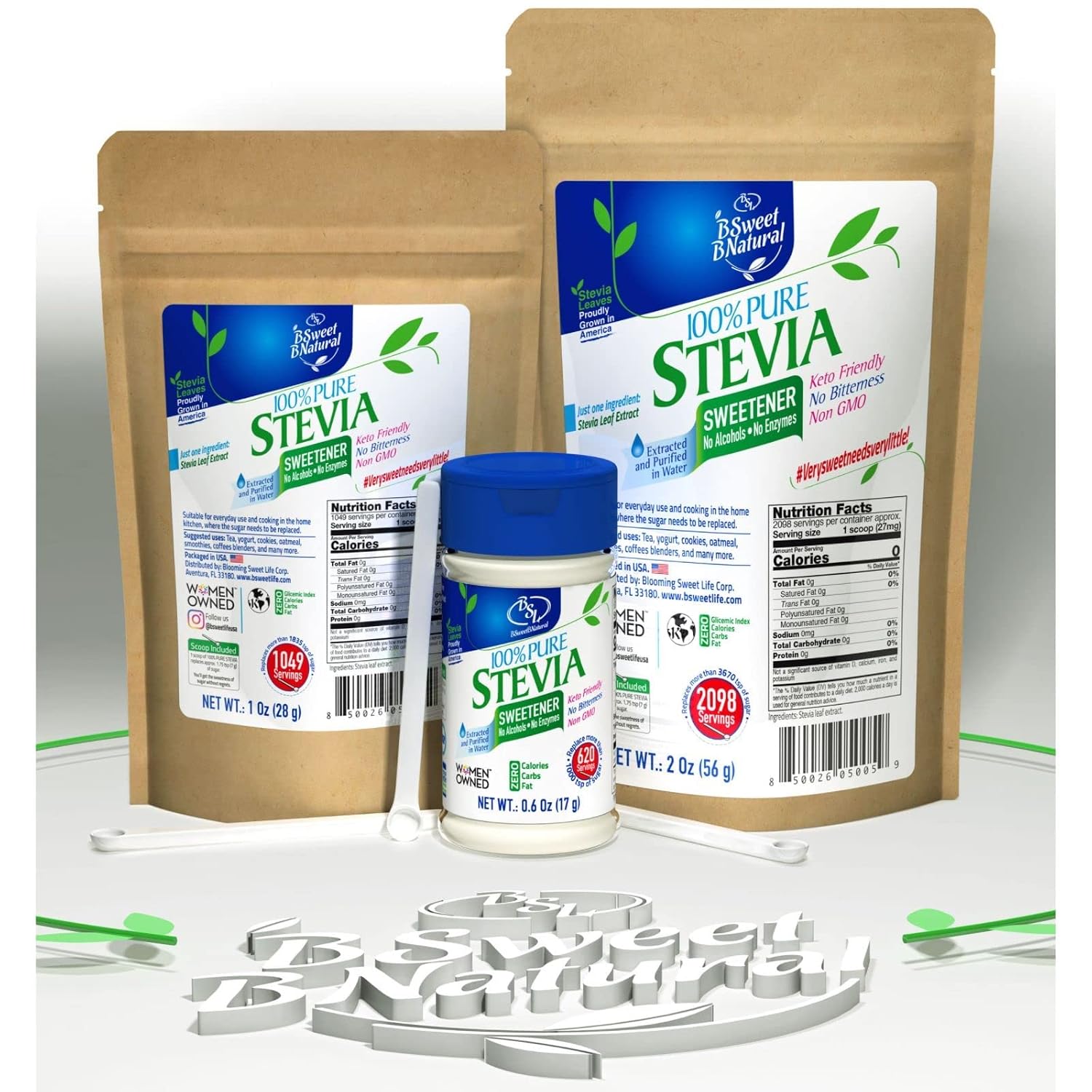 Stevia Powder 100% Pure, No Artificial Sweetener, Stevia Green Leaf Extract | Zero Calorie & Keto Friendly (0.6 Ounces)