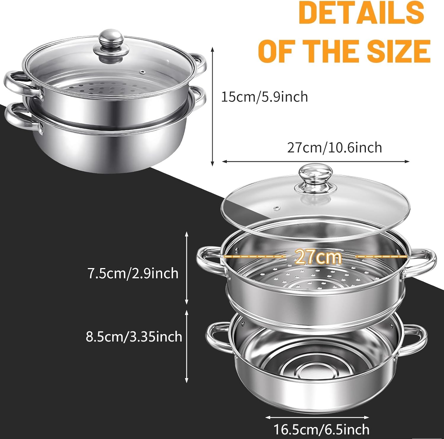 Vegetable Steamer Basket, Stainless Steel Folding Steamer Basket Insert for Veggie Fish Seafood Cooking