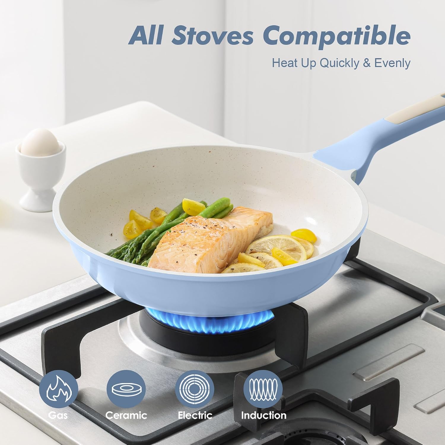 SENSARTE Nonstick Frying Pan Skillet, Swiss Granite Coating Omelette Pan, Healthy Stone Cookware Chef's Pan