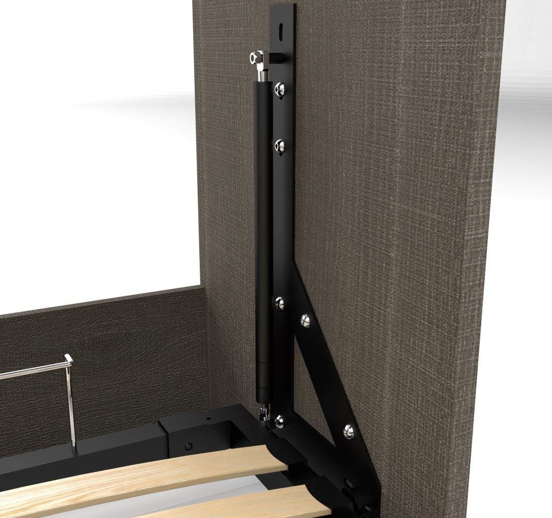 Bestar Cielo Full Murphy Bed with 2 Closet Organizers (119W) in Bark Gray and White, Sleeping Arrangement for Multipurpose Room | 2 Closet Organizers