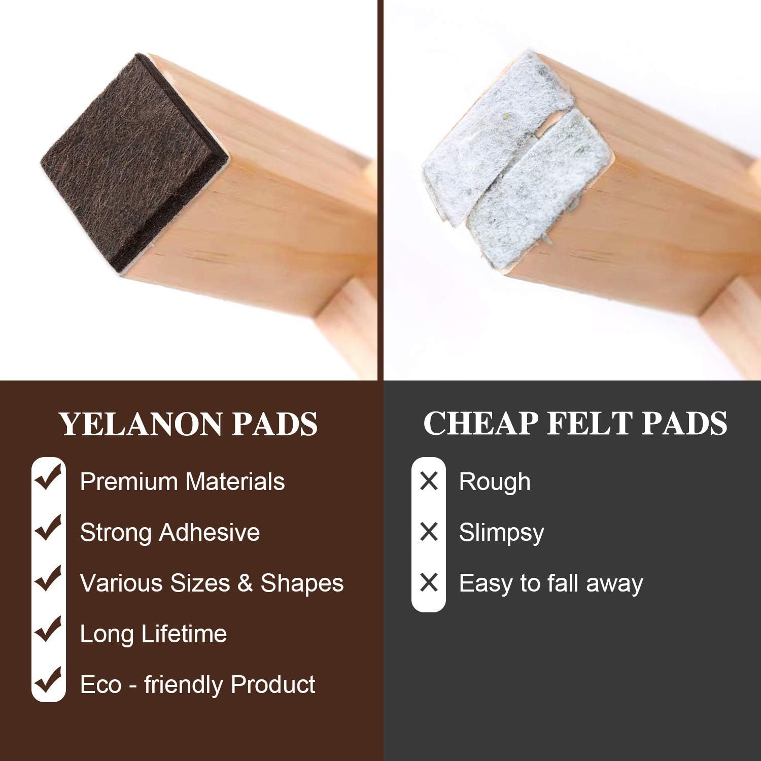 Yelanon Felt Furniture Pads 56 Pcs for Hardwood Floors Brown