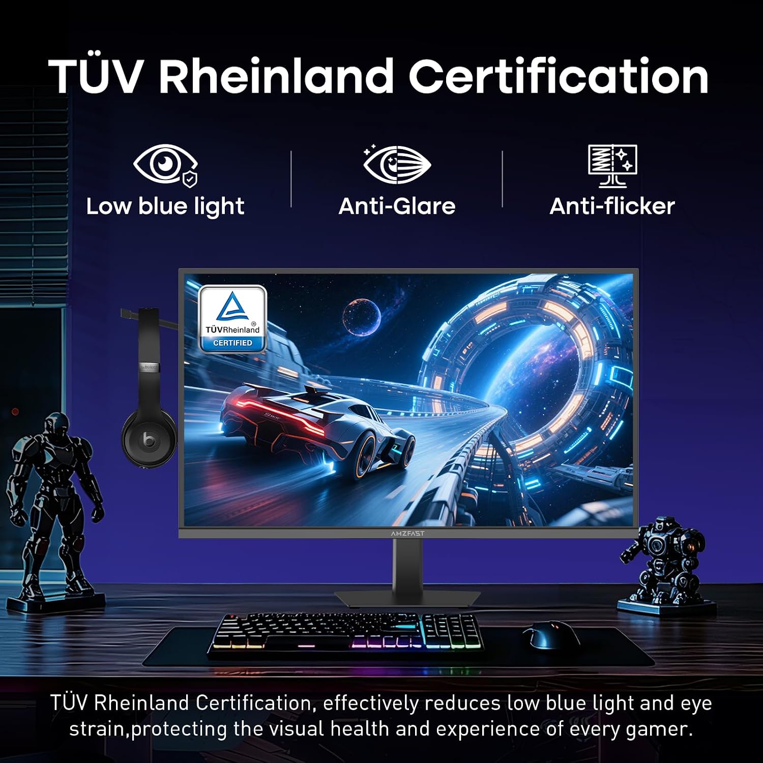 Amzfast 34 Inch Curved Monitor 240Hz UWQHD (3440x1440) Gaming Monitor, 1ms G-SYNC Compatible, 1500R, PIP/PBP, HDR400, 96% DCI-P3, Tilt/Swivel/Height Adjustable, TÜV Rheinland, HDMI 2.1, AMZG34C8 Pro