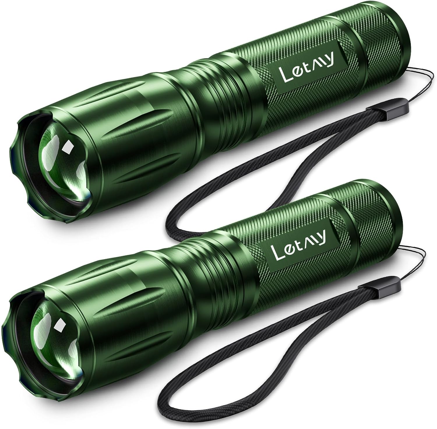 LETMY Tactical Flashlight S2000-2 Pack Bright Military Grade LED Flashlights High Lumens - Portable Handheld Flash Light, 5 Modes Zoomable Waterproof Flashlights for Home Emergency Camping Outdoor