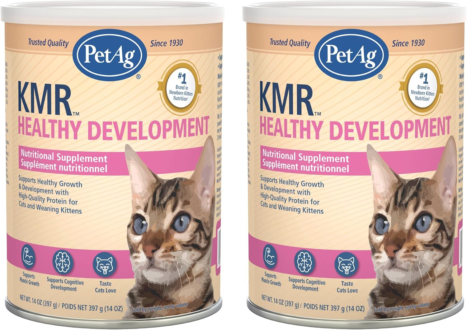 PetAg KMR Healthy Development - 14 oz, Pack of 2 - Great Tasting Nutritional Supplement for Cats and Weaning Kittens