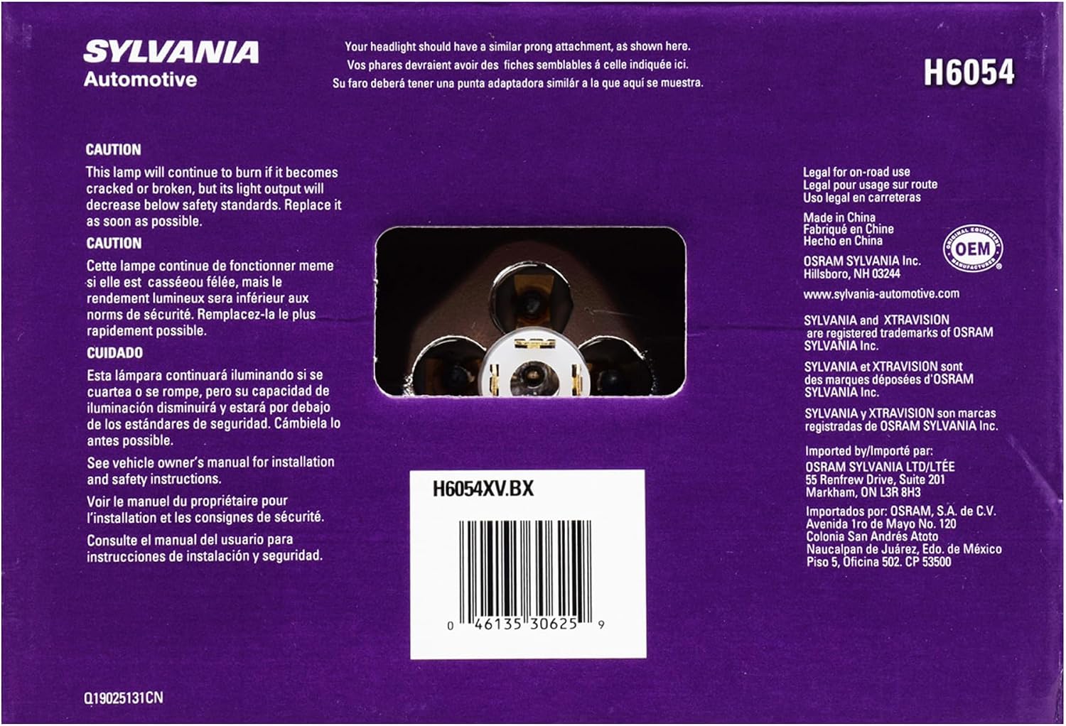 SYLVANIA - H6054 XtraVision Sealed Beam Headlight - Halogen Headlight Replacement 142x200 - Delivers More Down Road Visibility (Contains 1 Bulb)