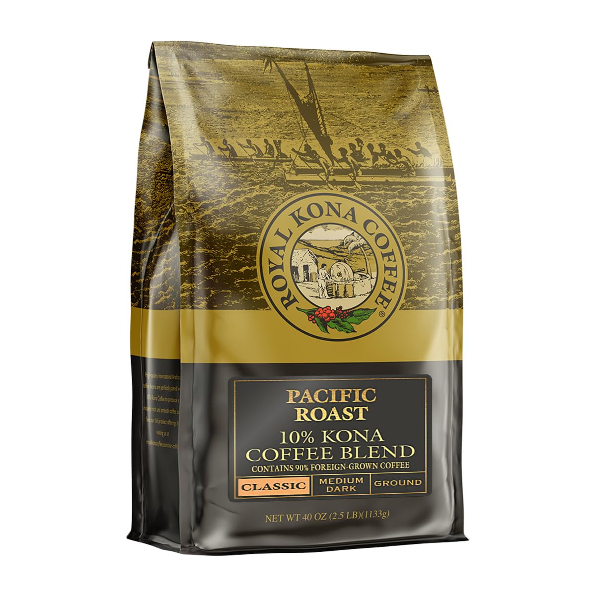 ROYAL KONA COFFEE - Medium Roast Ground Coffee, Vanilla Macadamia Flavor, 8 Ounce