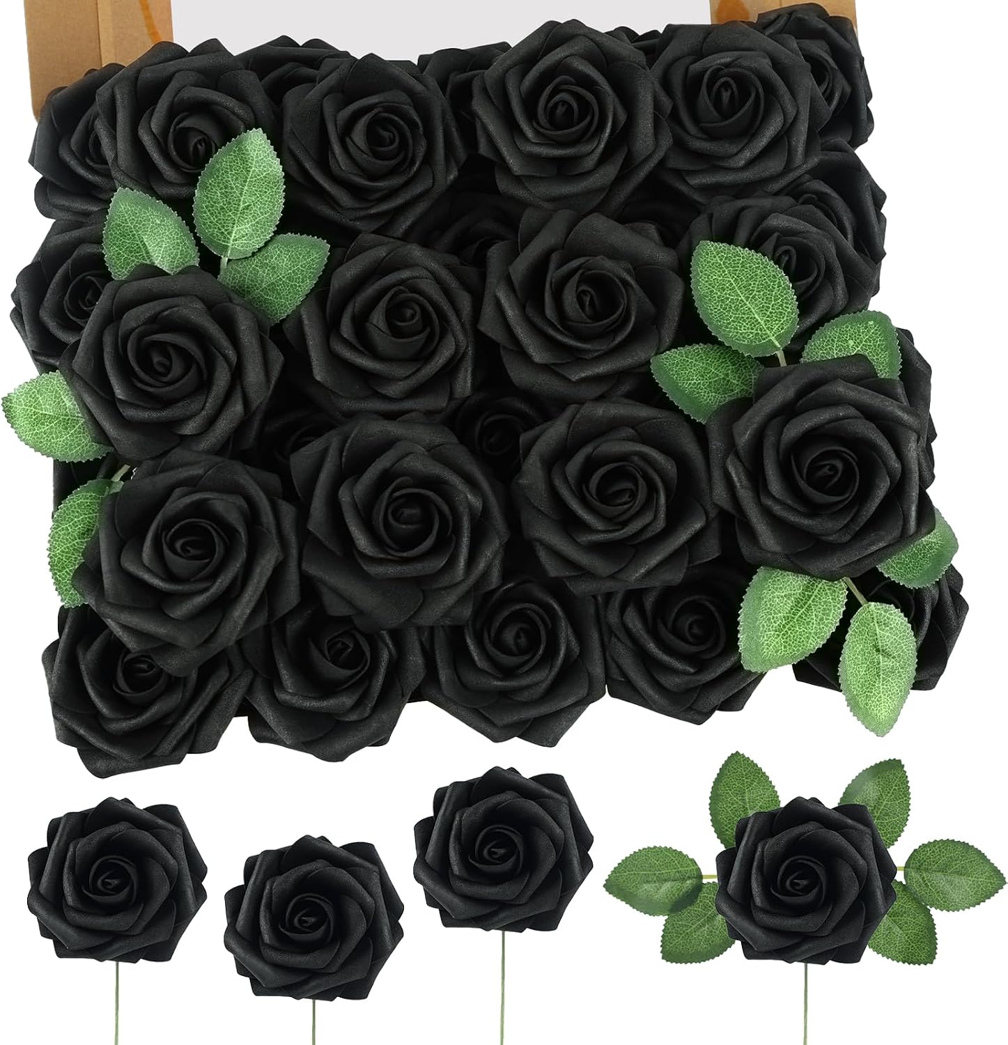 30PCS Yellow Artificial Flowers, Real Touch Fake Roses for Fall Decorations
