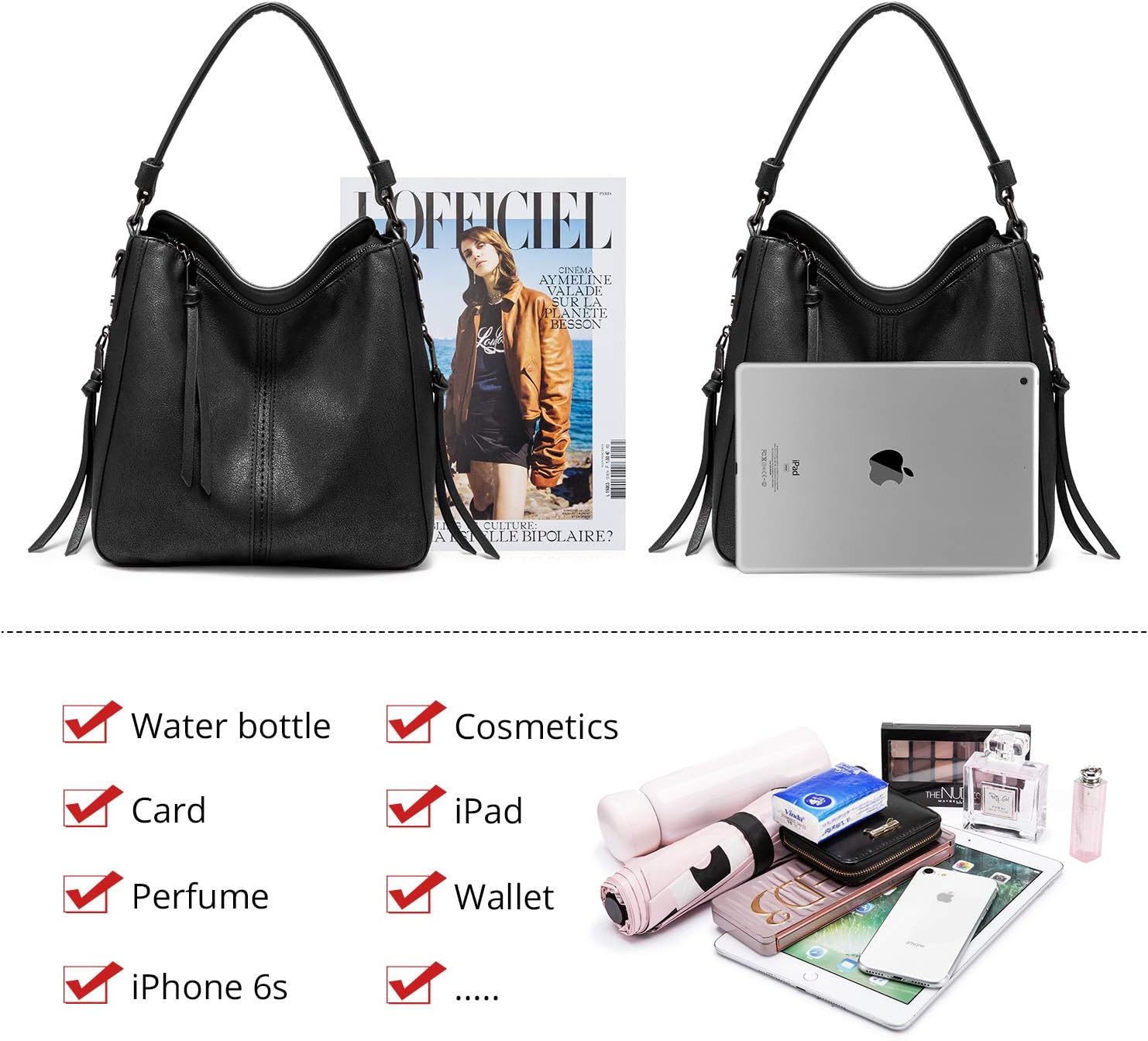 Hobo Crossbody Bag for Women, Designer Shoulder Purse Handbags