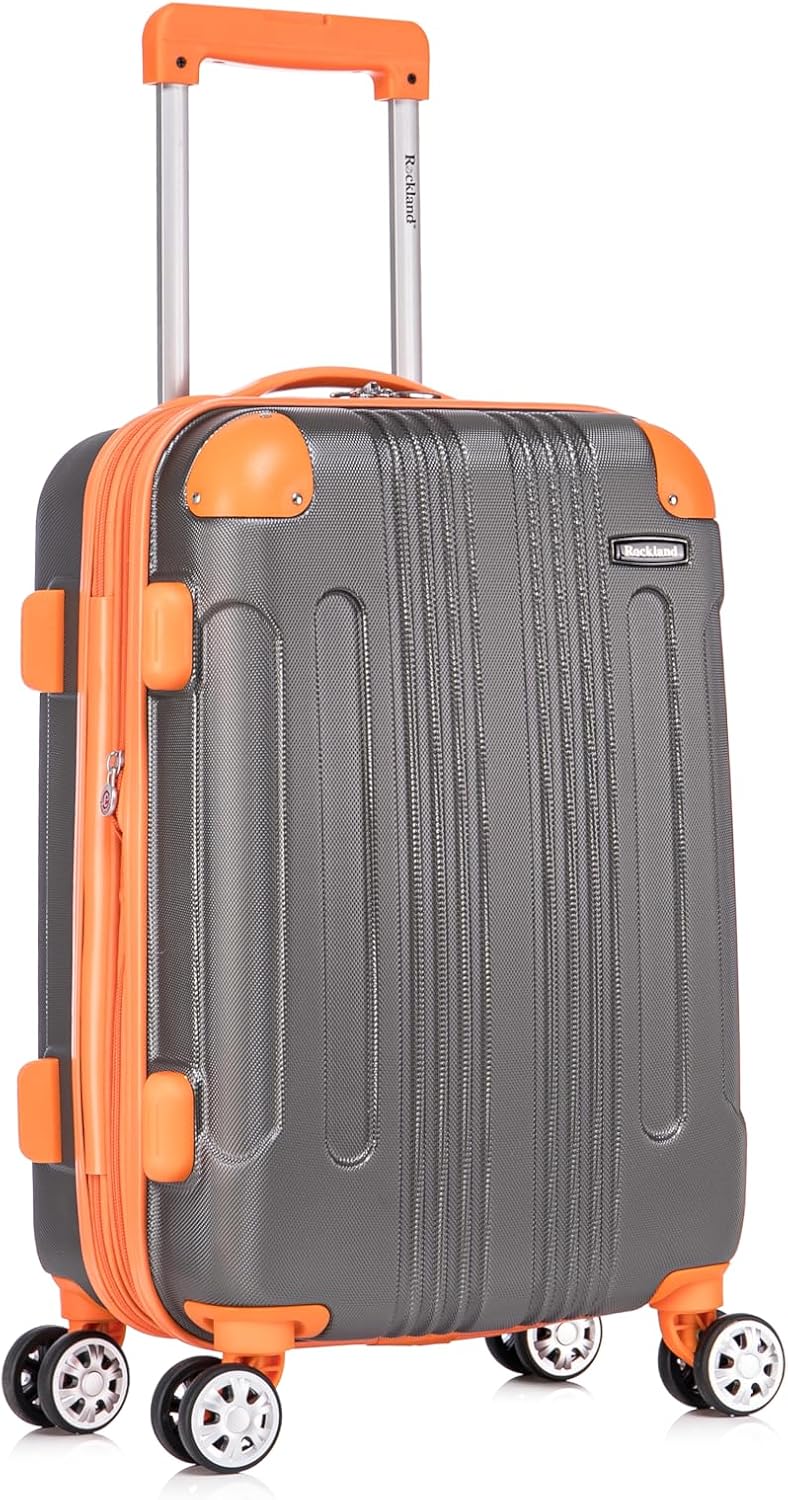 Rockland London Hardside Spinner Wheel Luggage, White, 3-Piece Set (20/24/28)
