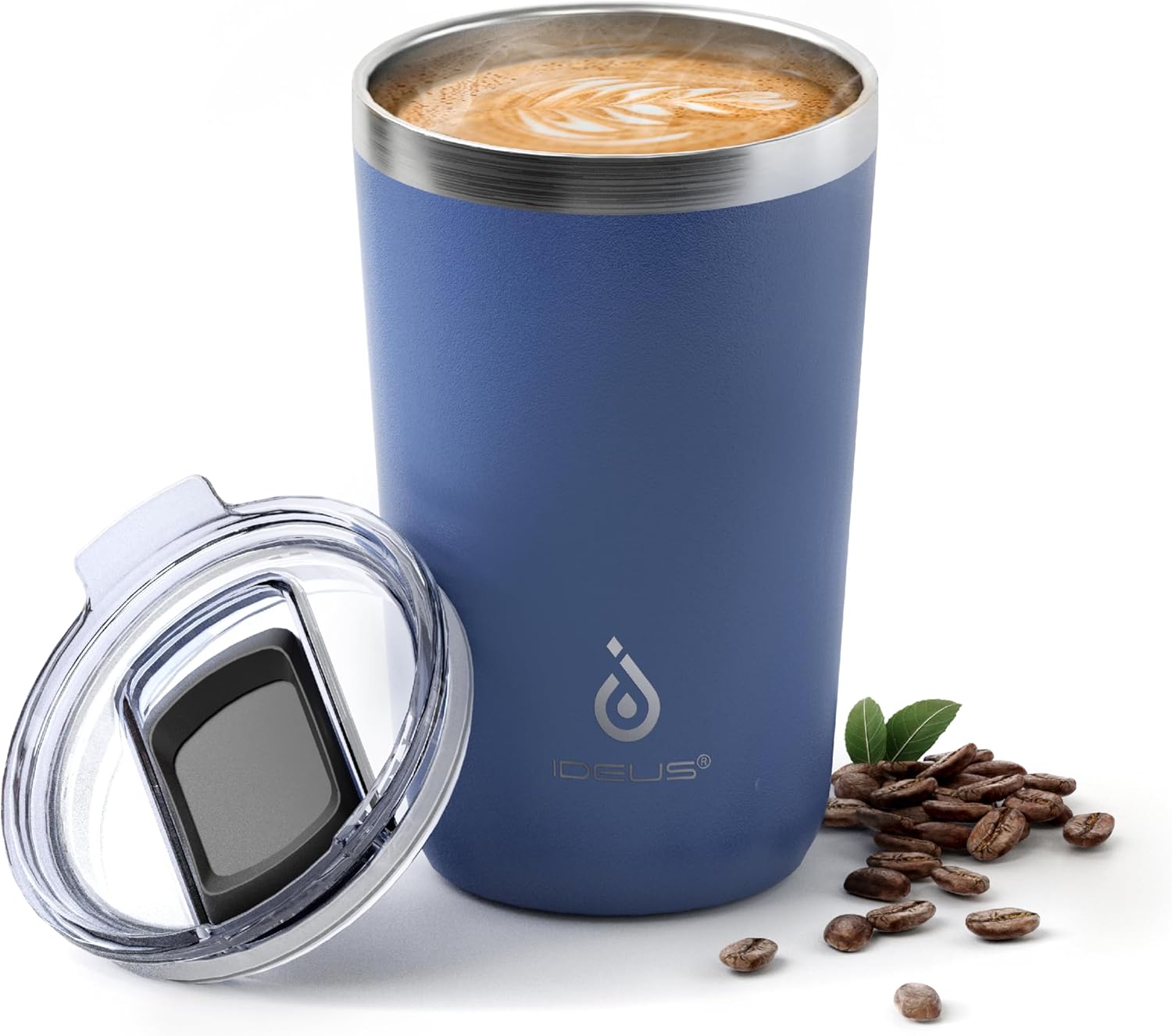 Ideus 20 oz Tumbler, Travel Coffee Mug with Splash Proof Sliding Lid, Double Wall Stainless Steel Vacuum Insulated Coffee Mug for Home and Office