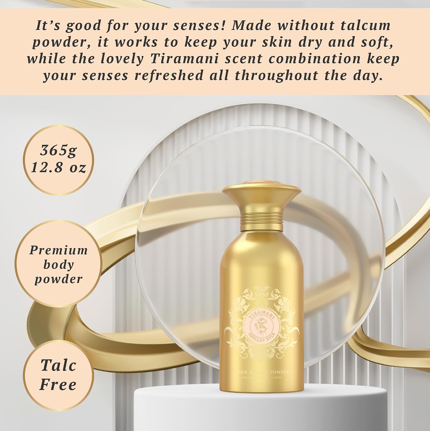 Talc-Free Body Powder for Women for Daily Use and After Bath - Ballerine 365 g (Puff not Included)