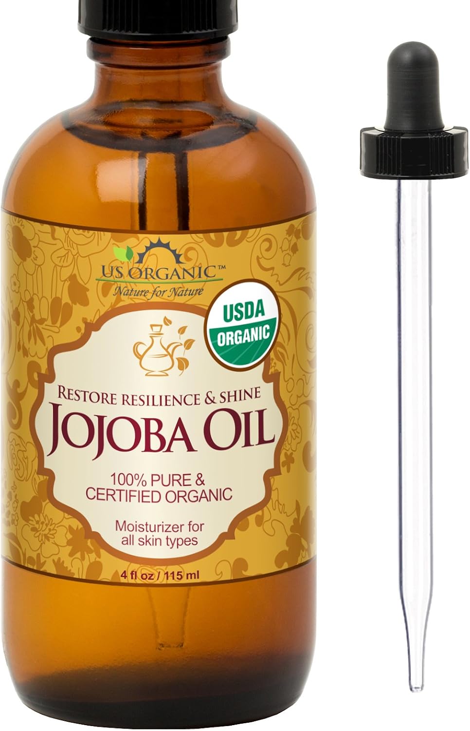 US Organic Moroccan Argan Oil, USDA Certified Organic,100% Pure & Natural, Cold Pressed Virgin, Unrefined, 2 Oz in Amber Glass Bottle, for Hair treatment, Skin, Nail, Cuticle, Sourced from Morocco.