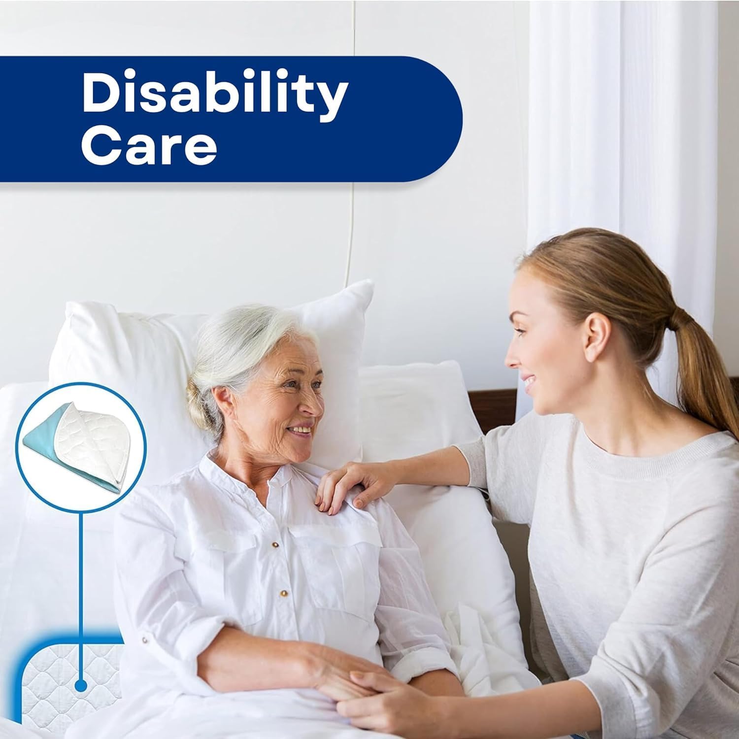 RMS Ultra Soft 4-Layer Washable and Reusable Incontinence Bed Pad, 34"x36" | Premium Quilted Bed Pad for Incontinence, waterproof reusable protector helps keep mattresses, furniture and wheelchairs dry