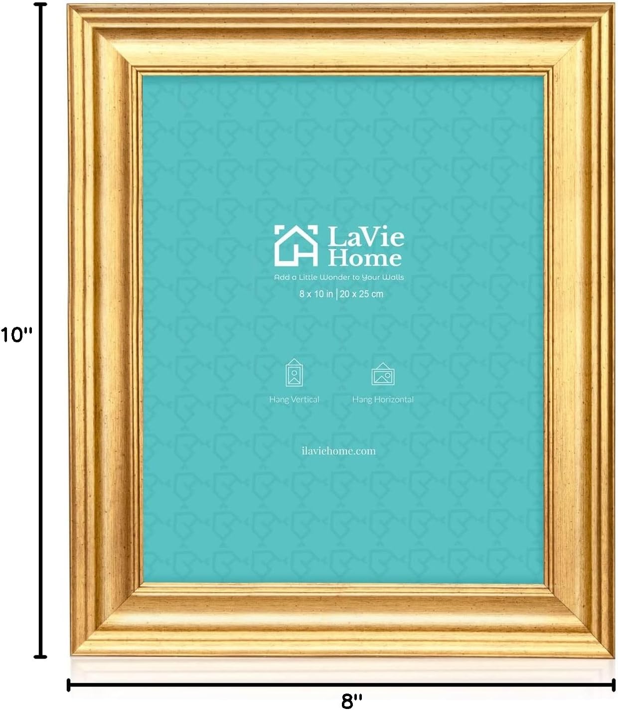 LaVie Home 8x8 Picture Frames (1 Pack, Gold) Square Photo Frame Set with High Definition Glass for Wall Mount & Table Top Display