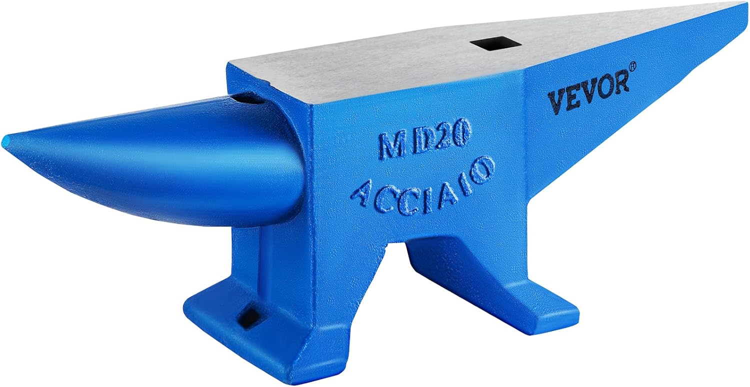 VEVOR Blacksmith Anvil 55 lbs (25 kg) Single Piece of Iron with Square Holes Ideal for Metalurgical and Blacksmiths in Metal Workshop and for