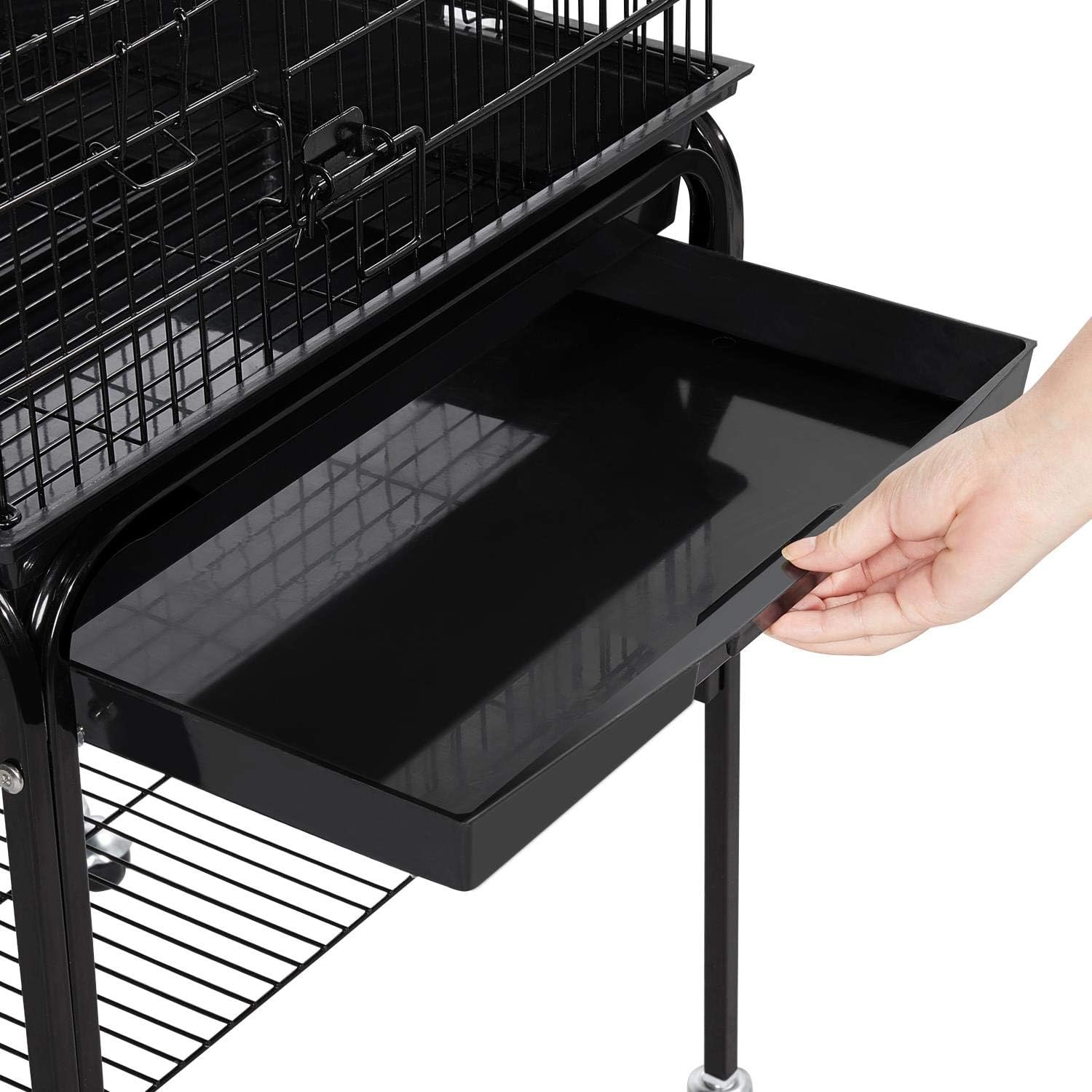 Yaheetech Medium Parakeet Bird Cage for Small Birds Sun Parakeets Green Cheek Cockatiels Conures with Wooden Perches&Rolling Stand, Black