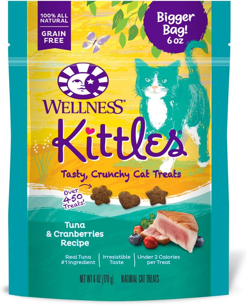 Wellness Kittles Cat Treat Value Pack - Tuna & Cranberries Flavor - 6 oz Each (4 Pack)