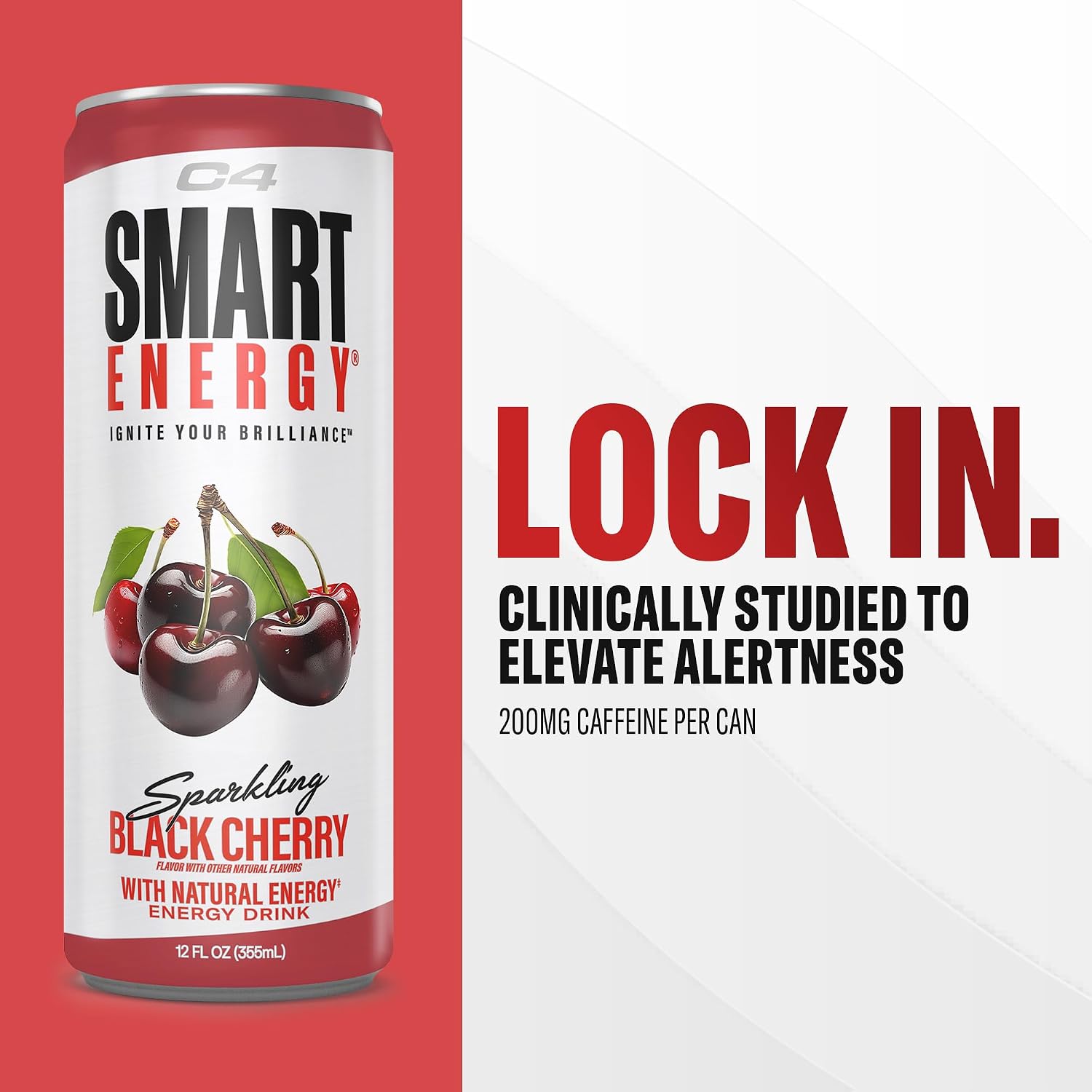 C4 Smart Energy Drink, 200mg Caffeine, 12 Fl Oz 12pk