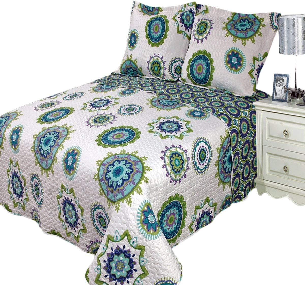 Royal Hotel Ayat Birds Oversized Coverlet Set Queen Size – Luxury Queen Quilt Bedspread, All Season Soft Filled Quilts