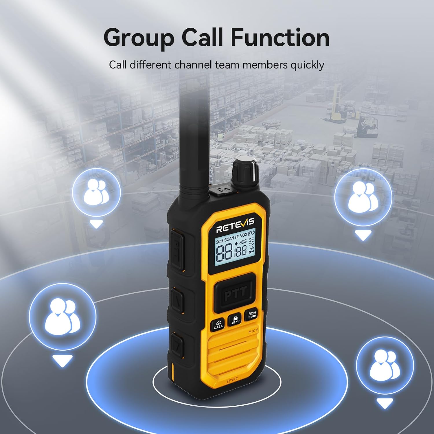 Retevis RB48 Plus Waterproof Walkie Talkies Long Range,GMRS Radios (6 Pack) | with 6-Way Charger,Heavy Duty,Rechargeable Two Way Radios,Connected Repeater,Dustproof,Shock Resistant,NOAA,Emergency Radios