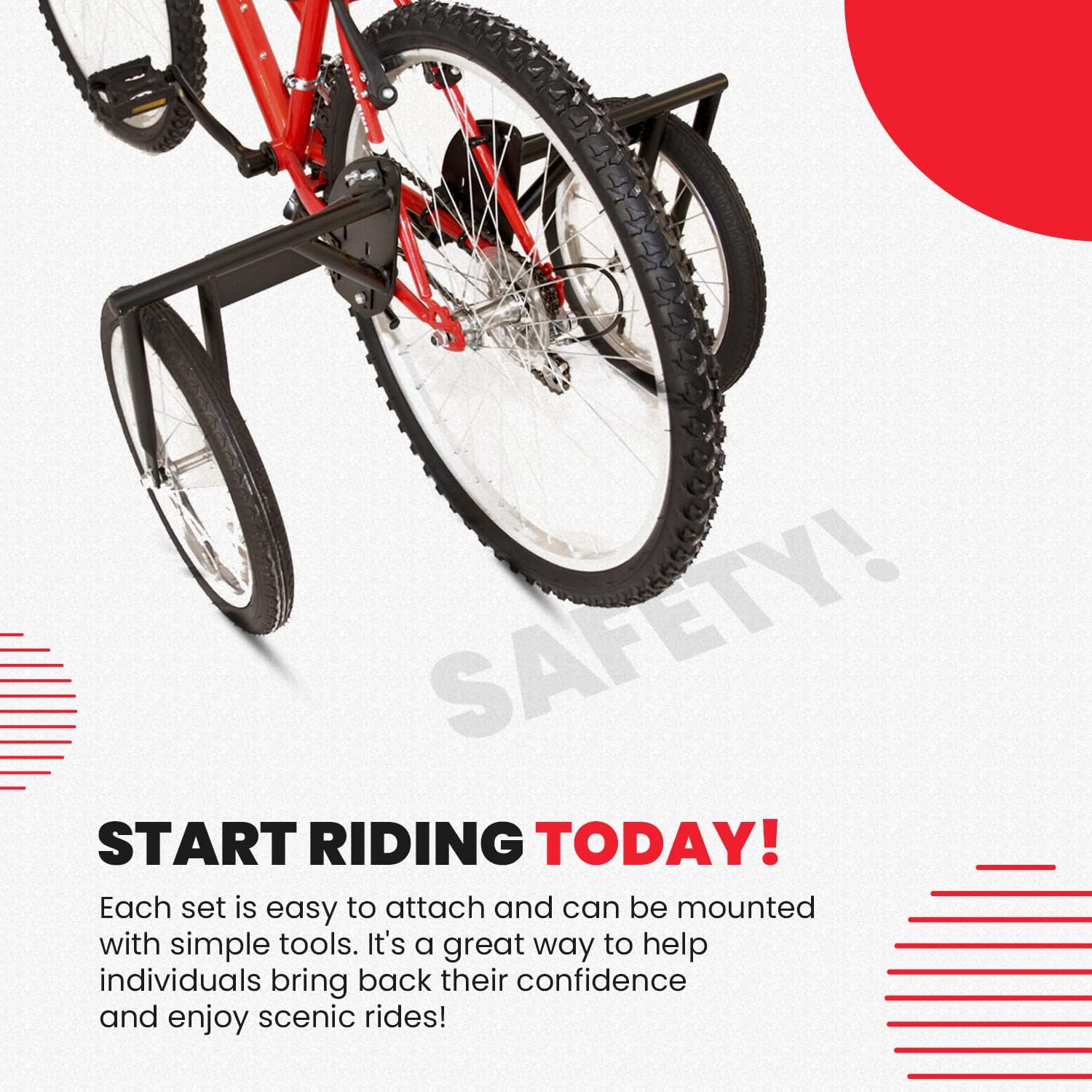 TITAN Bike USA Heavy-Duty Adult Training Wheels – Patented Stabilizer Kit for 24"–27" Bicycles, Supports 250+ lbs