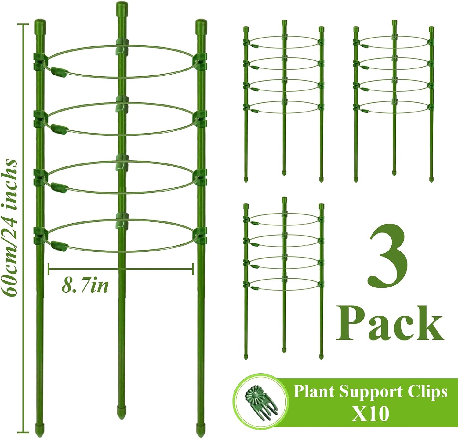 Legigo 3 Packs Plant Support Cages Tomato Cage for Garden- 18 Inch Adjustable Garden Cucumber Trellis Plant Stakes