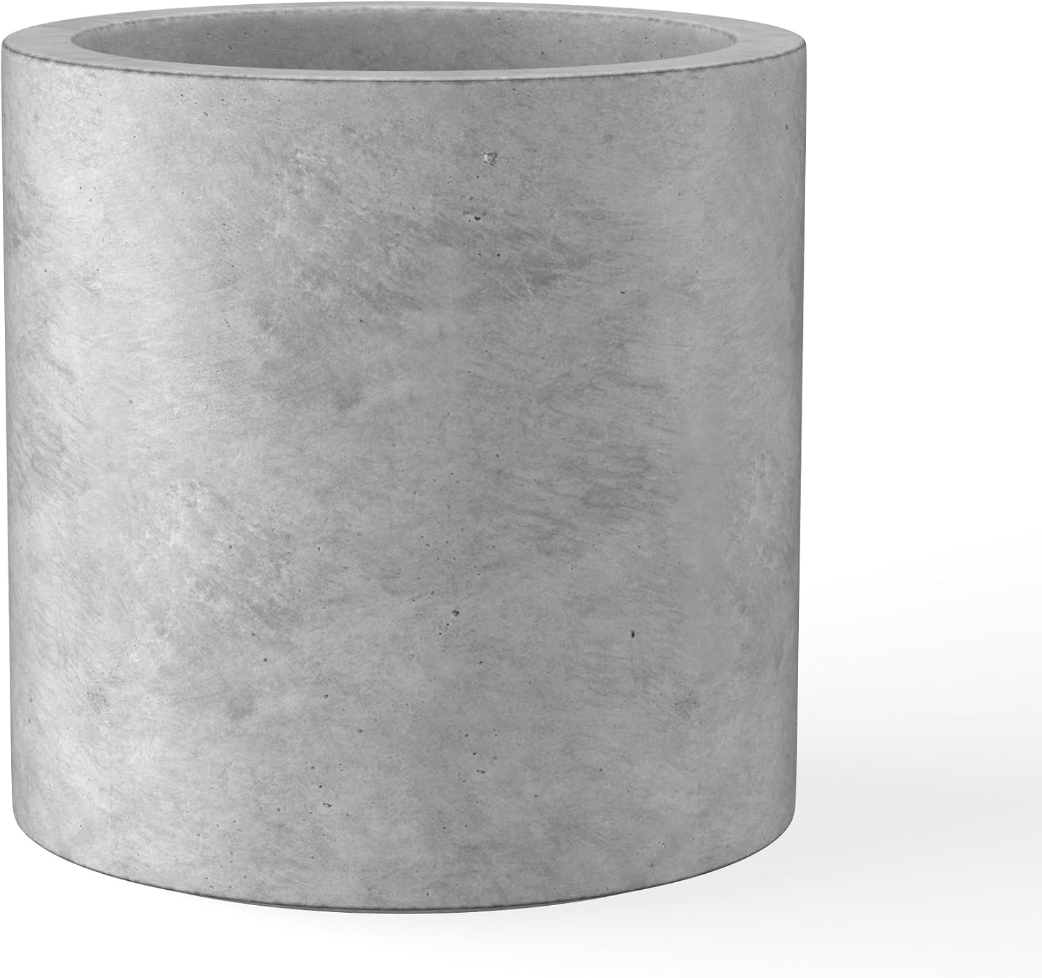 Kante Large Round Cylinder Charcoal Concrete Planter 15.8" Tall, Outdoor