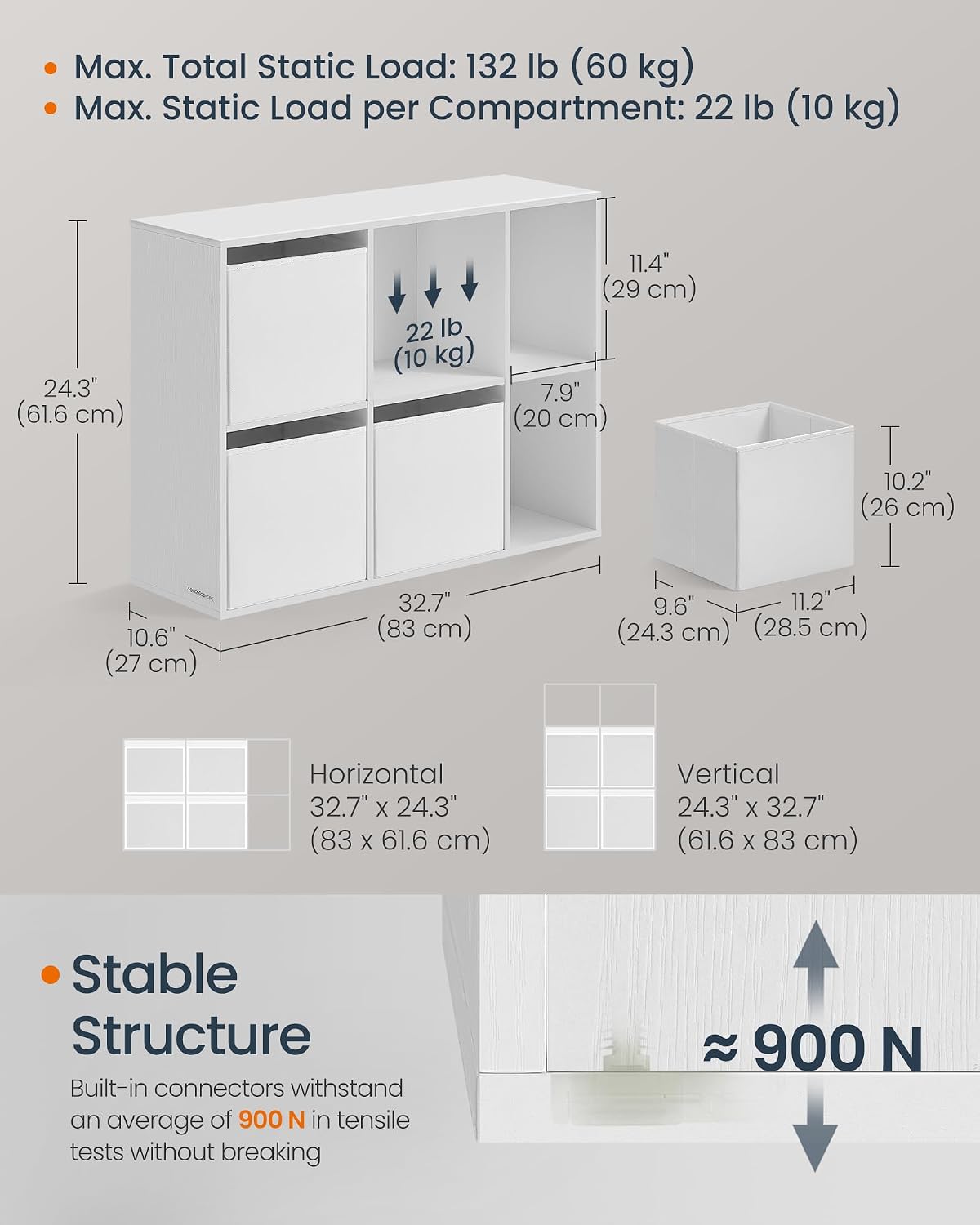 SONGMICS HOME Book Shelf, Snapsemble Superfast Assembly, 6-Tier Floor Standing Bookcase with Doors and Adjustable Shelves, 70.4 Inches Tall for Bedroom Study Living Room, Snow White