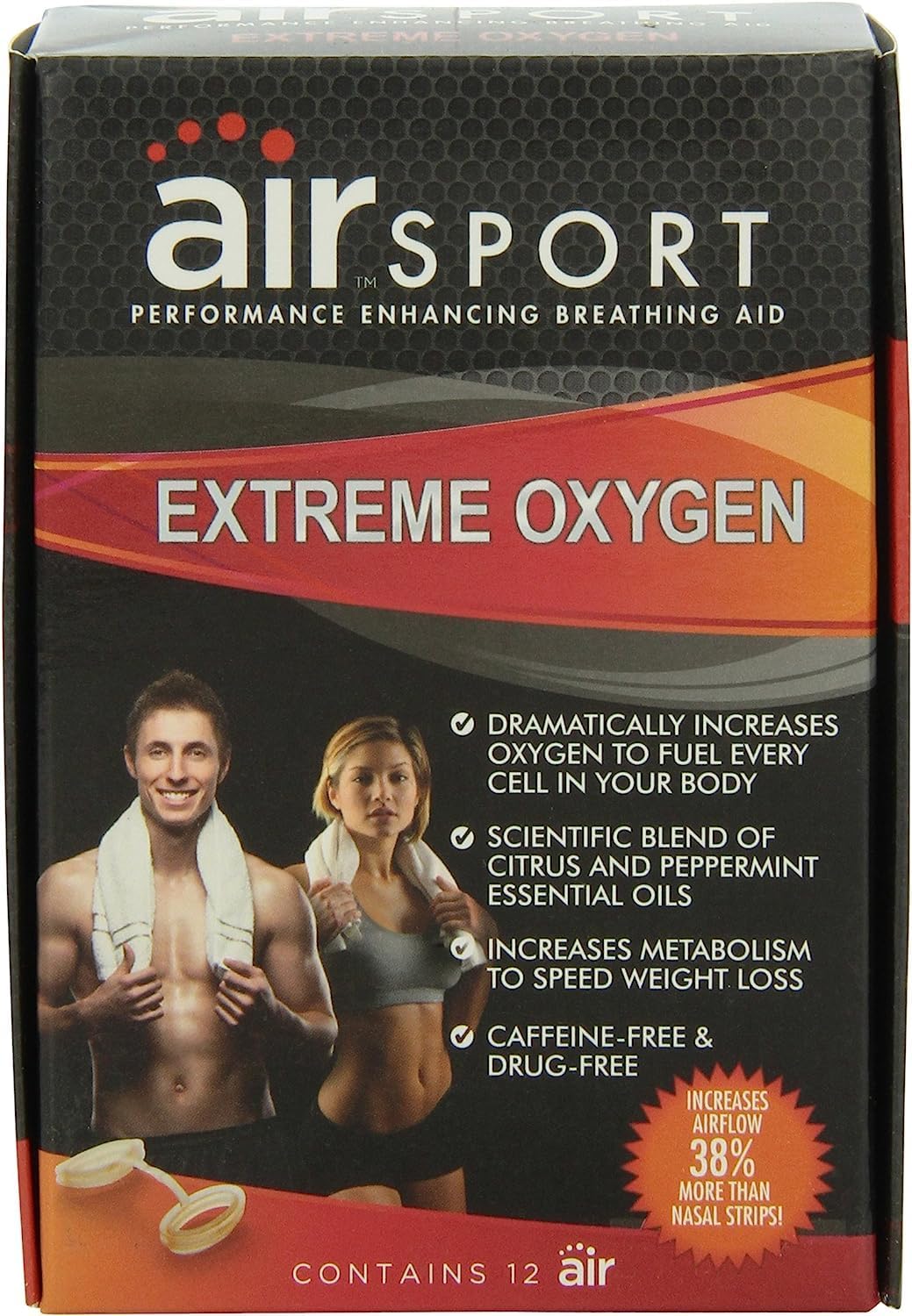 AirWare Labs Sport | Extreme Oxygen | Blend of Citrus and Peppermint Essential Oils | Large | 12 Pack