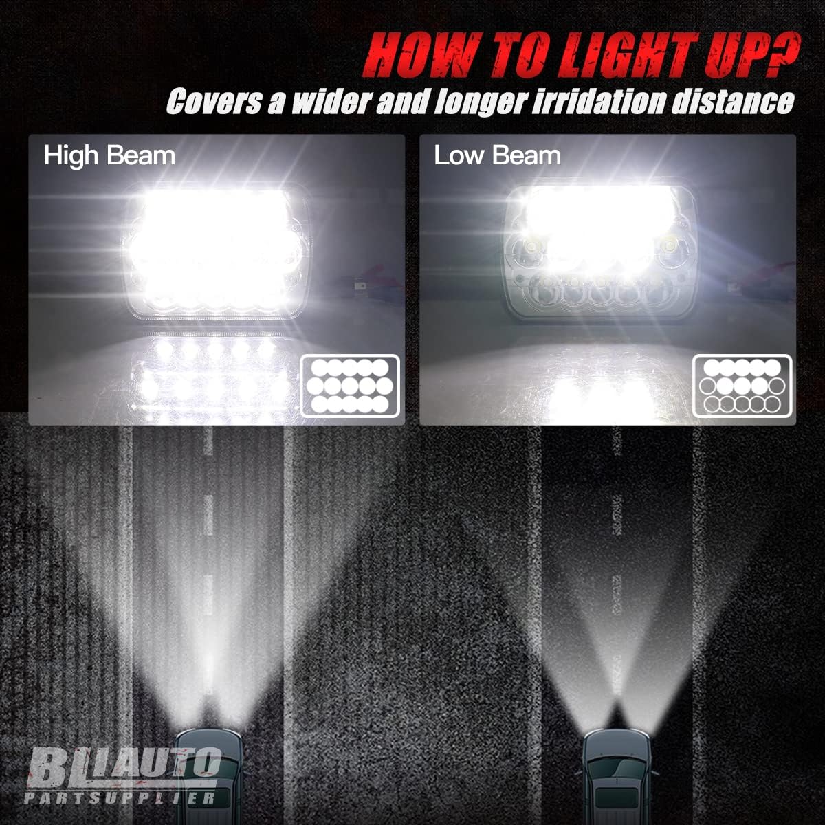 5x7 LED lights Dot Approved Rectangle 7x6 LED 2PCS with Hi/Low Sealed Beam For Trucks Jeep Cherokee XJ Ford Van Replacement 6054 H5054