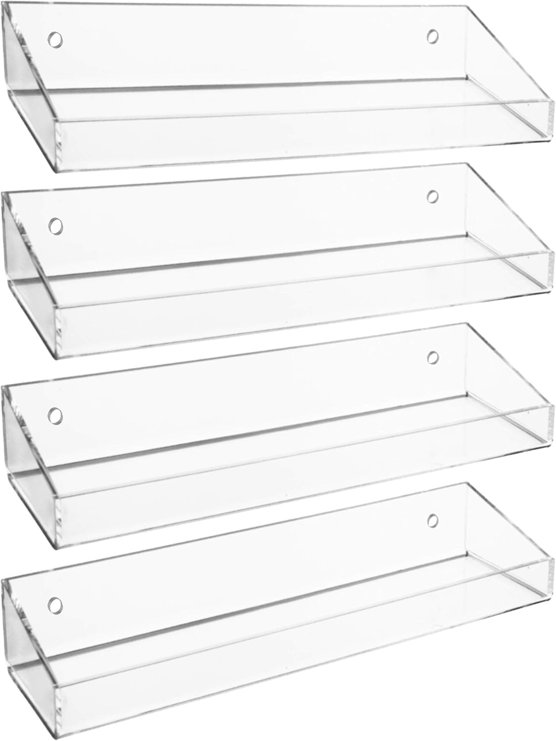 AMT 2 Pack Acrylic Floating Shelves, 15" L x 4" W, Clear Bathroom Wall, Bookshelves, Invisible Display for Office, Bedroom