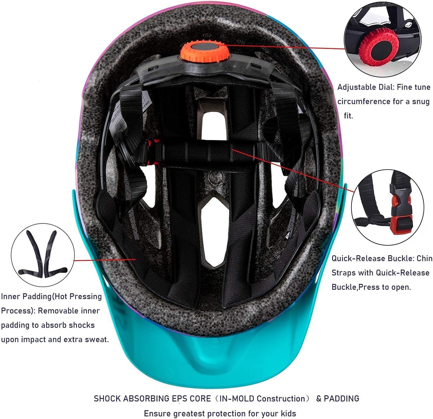 Kids Helmet, SIFVO Kids Bike Helmet Boys and Girls Bike Helmet with Cool Visor Helmet for Kids 5-14